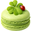 Green macaron with lucky clover