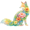 Fuchs Aquarell Silhouette Blumen