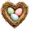 Heart-shaped Easter basket with eggs