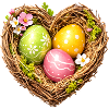 Heart-shaped Easter basket with eggs