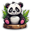 Panda Cartoon Assis Sur Bambou