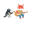 Fox Guitar Crow