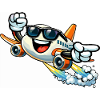 Cheerful airplane with sunglasses