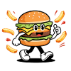 Energetic and gourmet cartoon burger
