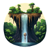 Alien am Wasserfall im Dschungel