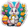 Lapin Pâques Pastel et Œufs Fleuris