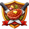 Grillsteak Schildmotiv