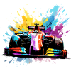 Raceauto Snelheid Kleurrijke Splash Art Racer