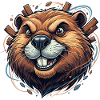 Cheerful Beaver with Wooden Accents