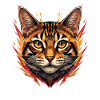 Flame Cat Head with Fire Accents