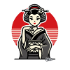 Geisha in Red Circle Illustration