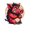 Angry Red Boar Cartoon