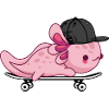 Cool Axolotl Skateboarding - Kawaii Style