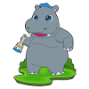 Hippopotamus Painter Brush Painting