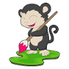 Monkey Painter Brush Painting