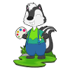 Skunk Painter Brush Painting