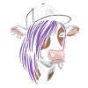 Punk-Kuh mit Lila Haar und Checkered Cap