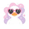 Heart Sun Duck with Pink Glasses