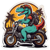Biker dinosaur at sunset