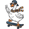 Enten-Skateboarder mit Entenschal-Geschenken