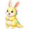 Cute dino Easter bunny with colorful easter egg