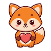 Fox Heart Sweet Cartoon