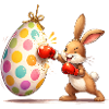 Boxender Osterhase mit Osterei-Boxsack 