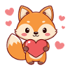 Fox Kawaii Hearts
