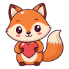Kawaii-Fuchs Buntes Herz