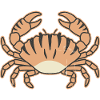 Stylized crab with tiger stripes