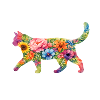 Katze Silhouette Blumen Bunt