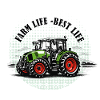 Farm Life – Green and Red Tractor Vintage Style