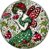 Whimsical Fairy in Green Polka Dress