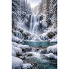 Winterwasserfall im schneebedeckten Wald