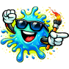 Cheerful Paint Splash with Sunglasses