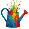 Gießkannenspritzer Aquarellmalerei Gartenarbeit