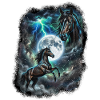 Zwei Wilde Pferde mit Mond Wildlife-Designs