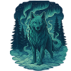 Nordlicht-Wolf im Wald