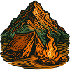 Mountain camping around the campfire