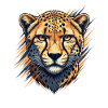 Cheetah Head Neon Brush Style