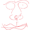 Rotes Liniengesicht