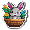 Spring Rabbit in Flower Basket