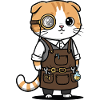 Chat Scottish Fold Steampunk Monocle Inventeur