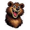 Cheerful Bear Head in cartoon style.