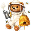 Beekeeper bear with beehive illustration