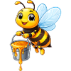 Cute Bee with Honey Bucket Cartoon