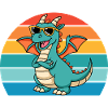 Retro dragon with style and sunglasses