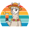 Alpaca with cocktail & holiday mood llama
