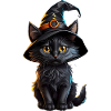Witch kitten in a magic hat