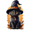 Halloween Cat with Witch Hat